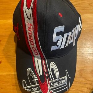 Snap Men’s Black Hat with Red and White Racing Embroidery